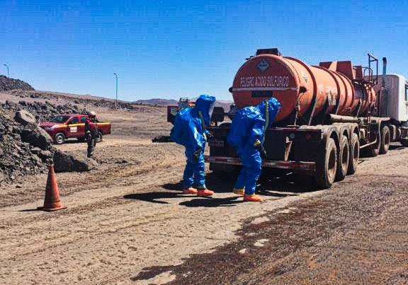 Taltal: Planta de Oxidos realiza Simulacro y Rescate por Colisión y Derrame de Sustancias Químicas.