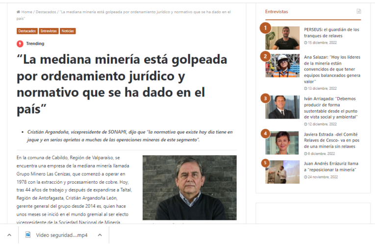 Revisa entrevista del Gerente General en Guía Minera de Chile